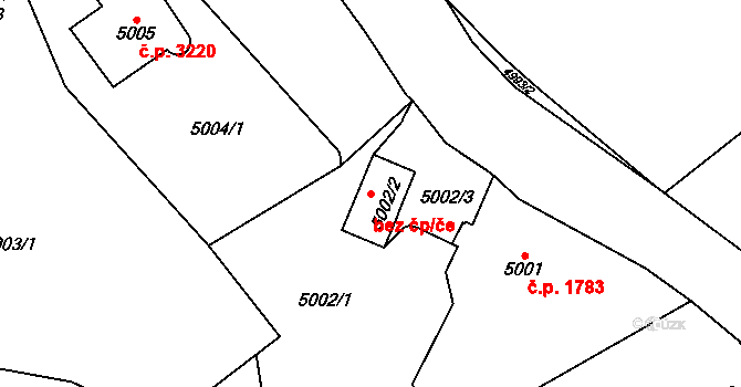 Chomutov 40820513 na parcele st. 5002/2 v KÚ Chomutov I, Katastrální mapa
