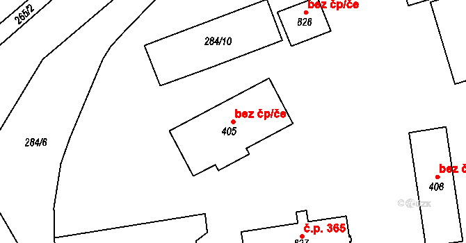 Křižanov 41815513 na parcele st. 405 v KÚ Křižanov, Katastrální mapa