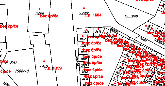 Opava 43800513 na parcele st. 1028 v KÚ Kateřinky u Opavy, Katastrální mapa