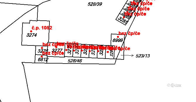 Třebíč 44129513 na parcele st. 3283 v KÚ Třebíč, Katastrální mapa