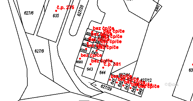 Jince 44465513 na parcele st. 642 v KÚ Jince, Katastrální mapa