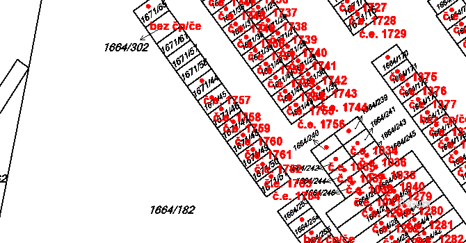 Bílina 45032513 na parcele st. 1671/47 v KÚ Bílina, Katastrální mapa
