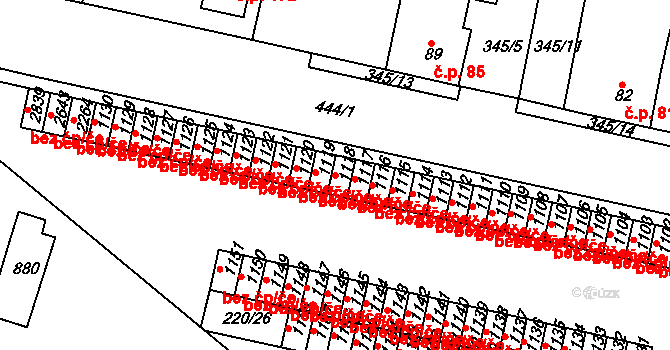 Neratovice 49366513 na parcele st. 1118 v KÚ Neratovice, Katastrální mapa