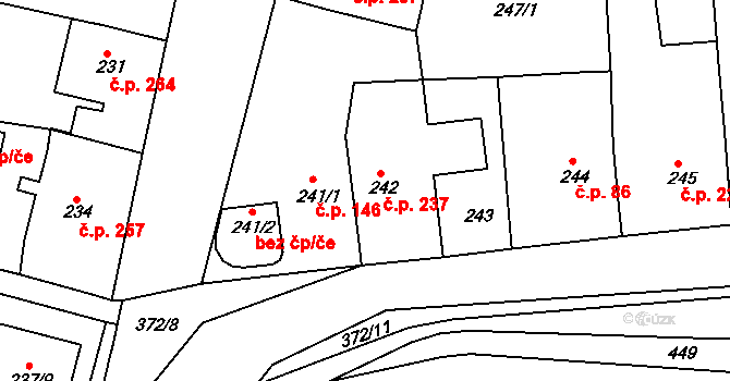Vícemilice 237, Bučovice na parcele st. 242 v KÚ Vícemilice, Katastrální mapa