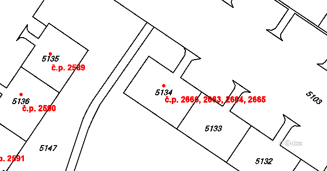 Most 2663,2664,2665,2666 na parcele st. 5134 v KÚ Most II, Katastrální mapa