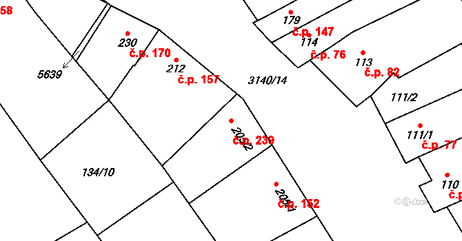 Rašovice 239 na parcele st. 205/2 v KÚ Rašovice u Bučovic, Katastrální mapa