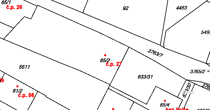 Starý Klíčov 27, Mrákov na parcele st. 65/2 v KÚ Klíčov u Mrákova, Katastrální mapa