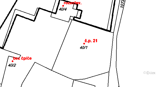 Nedanice 21, Měčín na parcele st. 40/1 v KÚ Nedanice, Katastrální mapa