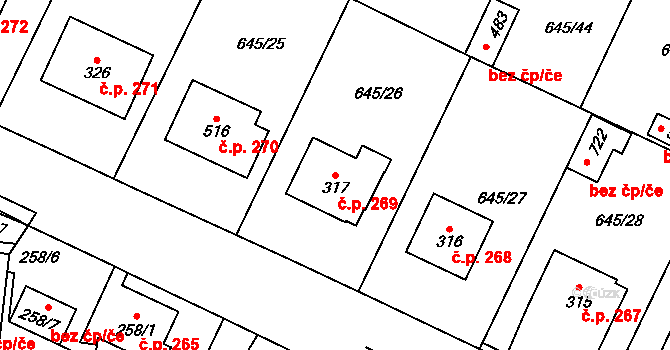 Krčín 269, Nové Město nad Metují na parcele st. 317 v KÚ Krčín, Katastrální mapa