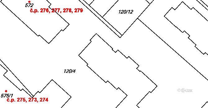 Trnová 266,267,268,269,270,, Pardubice na parcele st. 577 v KÚ Trnová, Katastrální mapa