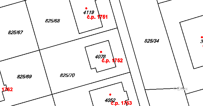 Humpolec 1752 na parcele st. 4078 v KÚ Humpolec, Katastrální mapa