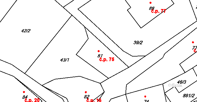 Václavov 75, Zábřeh na parcele st. 81 v KÚ Václavov u Zábřeha, Katastrální mapa
