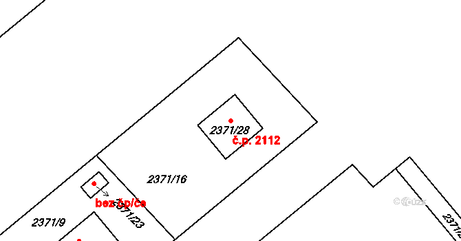Hranice 2112, Karviná na parcele st. 2371/28 v KÚ Karviná-město, Katastrální mapa