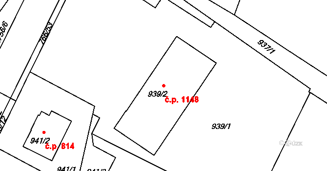 Kopřivnice 1148 na parcele st. 939/2 v KÚ Kopřivnice, Katastrální mapa