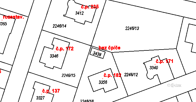Kolín 104569514 na parcele st. 3438 v KÚ Štítary u Kolína, Katastrální mapa