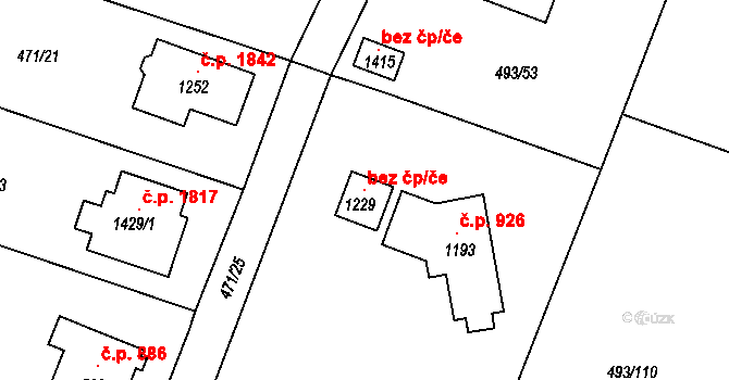 Kamenice 118328514 na parcele st. 1229 v KÚ Těptín, Katastrální mapa