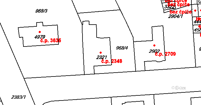 Jablonec nad Nisou 2348 na parcele st. 2321 v KÚ Jablonec nad Nisou, Katastrální mapa