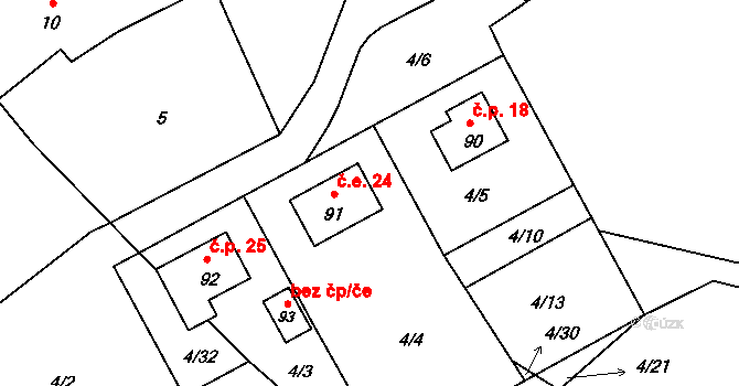 Drchlava 24, Chlum na parcele st. 91 v KÚ Drchlava, Katastrální mapa