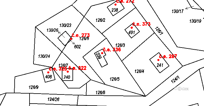 Třebsín 336, Krňany na parcele st. 239 v KÚ Třebsín, Katastrální mapa