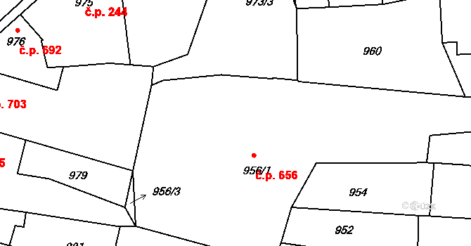 Tachov 656 na parcele st. 956/1 v KÚ Tachov, Katastrální mapa
