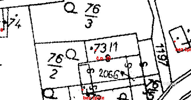 Opatovec 48 na parcele st. 73/1 v KÚ Opatovec, Katastrální mapa