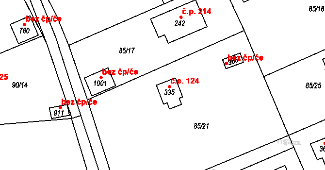 Senohraby 124 na parcele st. 335 v KÚ Senohraby, Katastrální mapa
