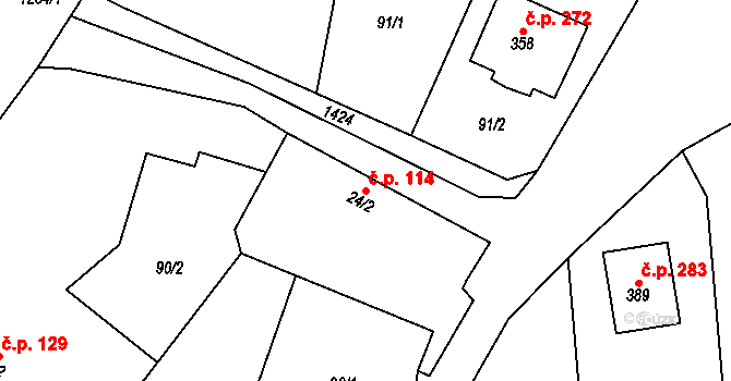 Krchleby 114 na parcele st. 24/2 v KÚ Krchleby u Nymburka, Katastrální mapa