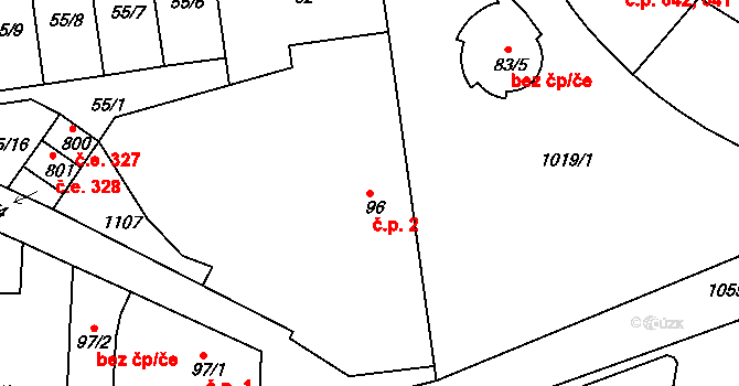Bohosudov 2, Krupka na parcele st. 96 v KÚ Bohosudov, Katastrální mapa