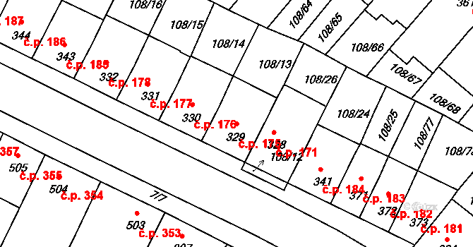 Podklášteří 175, Třebíč na parcele st. 329 v KÚ Podklášteří, Katastrální mapa