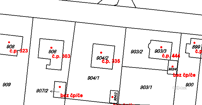 Děčín XXXII-Boletice nad Labem 335, Děčín na parcele st. 904/2 v KÚ Boletice nad Labem, Katastrální mapa