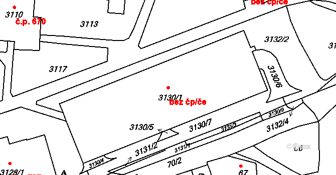 Bohunice 732, Brno na parcele st. 3130/1 v KÚ Bohunice, Katastrální mapa