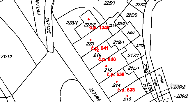 Slatina 640, Brno na parcele st. 218 v KÚ Slatina, Katastrální mapa