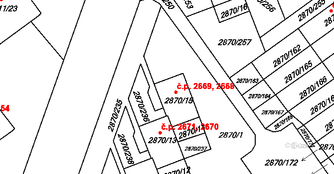 Teplice 2668,2669 na parcele st. 2870/15 v KÚ Teplice, Katastrální mapa