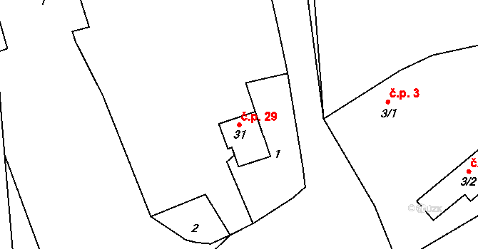 Dolní Lhota 29, Janovice nad Úhlavou na parcele st. 31 v KÚ Dolní Lhota u Klatov, Katastrální mapa
