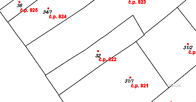Nové Město 822, Praha na parcele st. 32 v KÚ Nové Město, Katastrální mapa