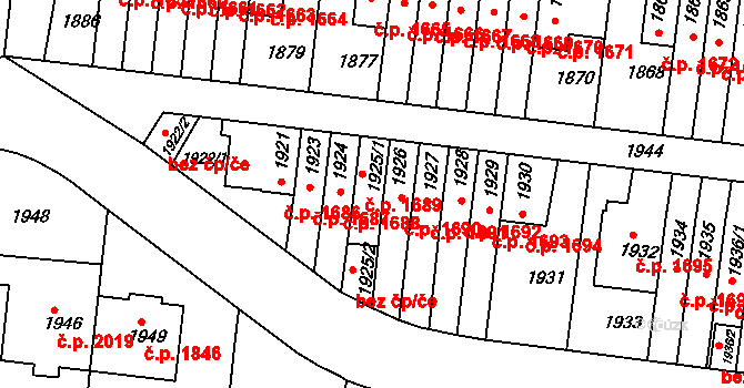 Smíchov 1689, Praha na parcele st. 1925/1 v KÚ Smíchov, Katastrální mapa