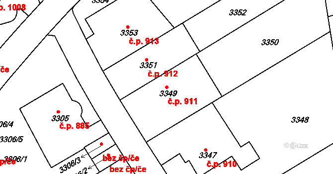 Dejvice 911, Praha na parcele st. 3349 v KÚ Dejvice, Katastrální mapa