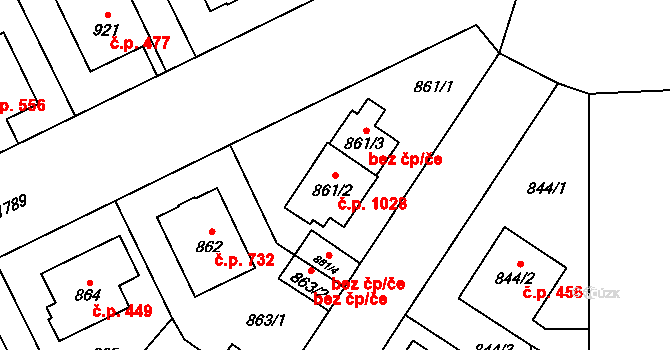 Kobylisy 1028, Praha na parcele st. 861/2 v KÚ Kobylisy, Katastrální mapa