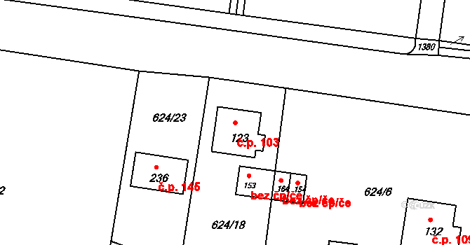 Volanov 103, Trutnov na parcele st. 123 v KÚ Volanov, Katastrální mapa