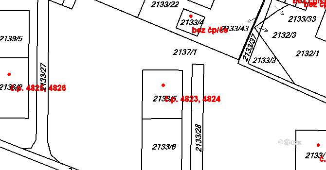 Chomutov 4823,4824 na parcele st. 2133/5 v KÚ Chomutov II, Katastrální mapa