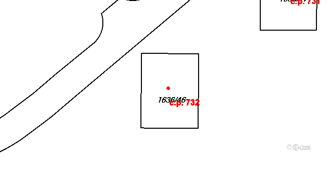 Teplické Předměstí 732, Bílina na parcele st. 1636/46 v KÚ Bílina, Katastrální mapa
