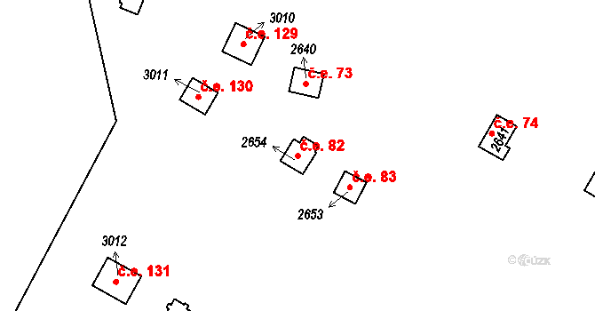 Hamrníky 82, Mariánské Lázně na parcele st. 2654 v KÚ Úšovice, Katastrální mapa