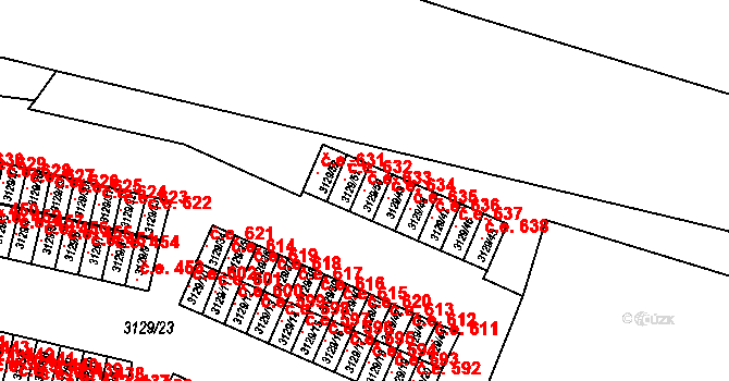 Bystřice nad Pernštejnem 633 na parcele st. 3129/50 v KÚ Bystřice nad Pernštejnem, Katastrální mapa