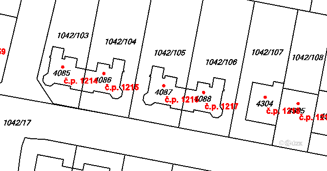 Valdické Předměstí 1216, Jičín na parcele st. 4087 v KÚ Jičín, Katastrální mapa