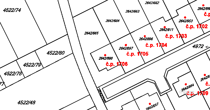 Kuřim 1706 na parcele st. 2642/898 v KÚ Kuřim, Katastrální mapa