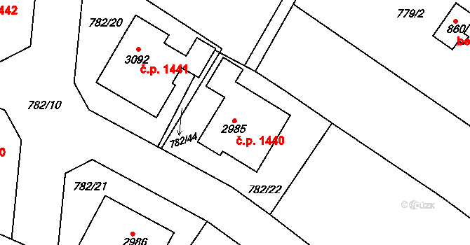 Neratovice 1440 na parcele st. 2985 v KÚ Neratovice, Katastrální mapa