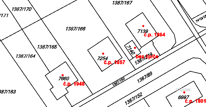 Beroun-Město 1857, Beroun na parcele st. 7254 v KÚ Beroun, Katastrální mapa