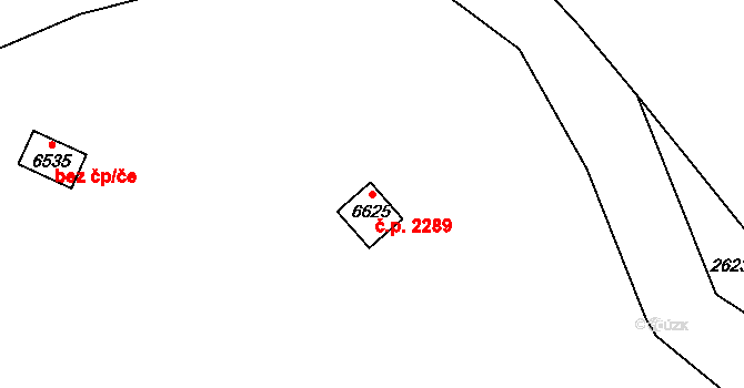 Cheb 2289 na parcele st. 6625 v KÚ Cheb, Katastrální mapa