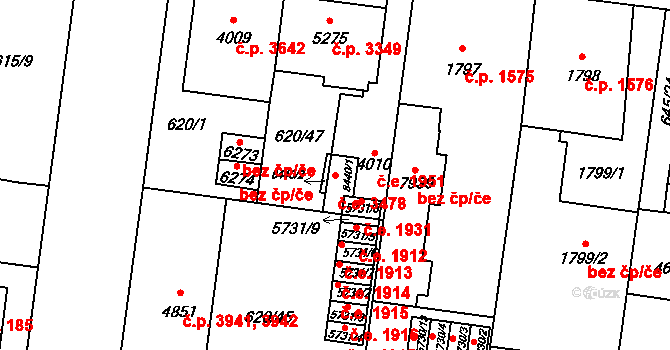 Zlín 3478 na parcele st. 8440/1 v KÚ Zlín, Katastrální mapa