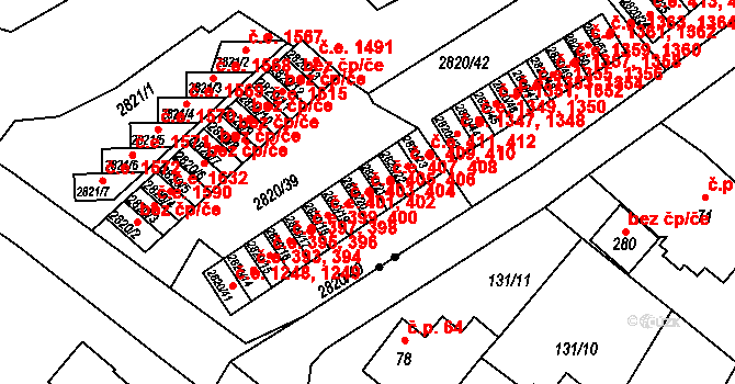 Děčín II-Nové Město 405,406, Děčín na parcele st. 2820/20 v KÚ Děčín, Katastrální mapa